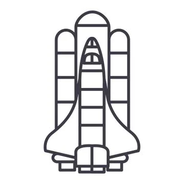 Space rocket, launch, spaceship vector line icon, sign, illustration on Stock Illustration