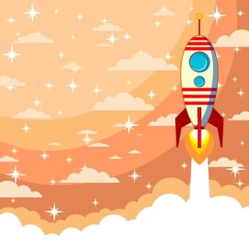 Space rocket launch. Start up concept flat style. Stock Illustration