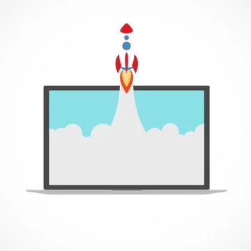 Space rocket launch. Start up concept flat style. Vector illustration. Stock Illustration