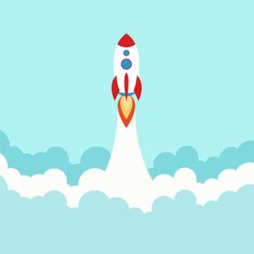 Space rocket launch. Start up concept flat style. Vector illustration. Stock Illustration