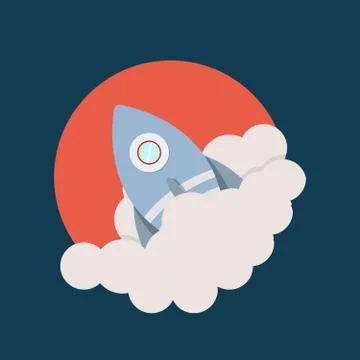 Space rocket launch, Startup creative idea, Rocket background, Vector Stock Illustration