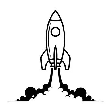 Space rocket launch startup mission icon outline illustration Stock Illustration