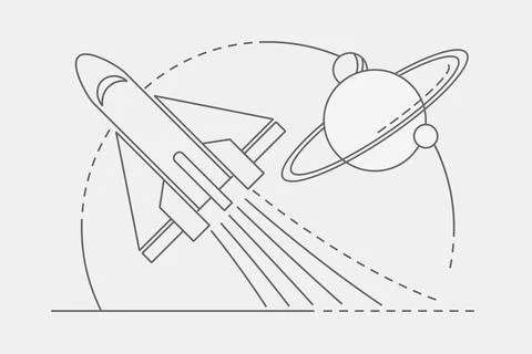 Space rocket launch. Technology spaceship, space, science and shuttle. Stock Illustration