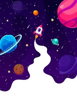 Space rocket launch with trails, fast start up Stock Illustration