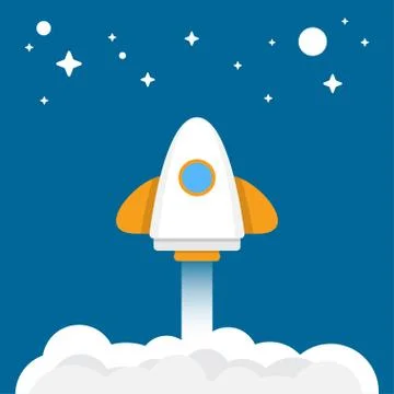Space rocket launch. Vector illustration Stock Illustration