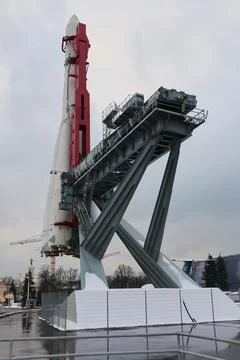 Space rocket on a launcher Stock Photos