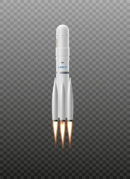 Space rocket launching template, realistic vector illustration isolated. Illustrazione stock