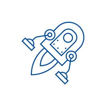 Space rocket line icon concept. Space rocket flat vector symbol, sign, outline Stock Illustration