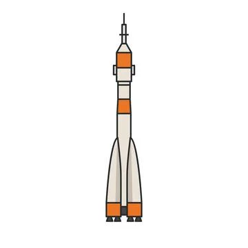 Space rocket monument standing vertically. Illustration. Object isolated on.. Stock Illustration