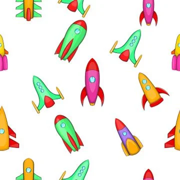 Space rocket pattern, cartoon style Stockillustratie