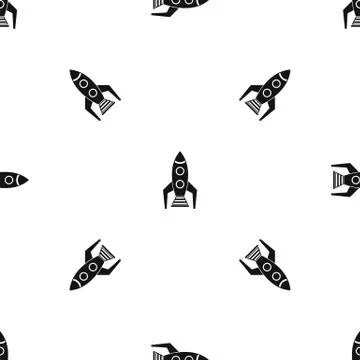 Space rocket pattern seamless black Stockillustratie