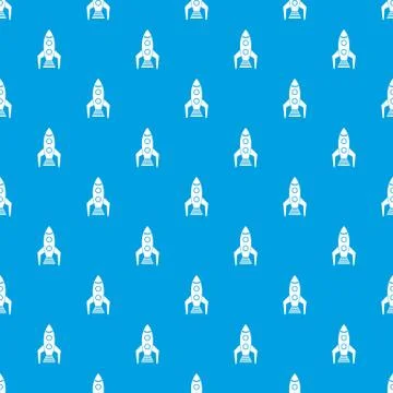 Space rocket pattern seamless blue 库存插图
