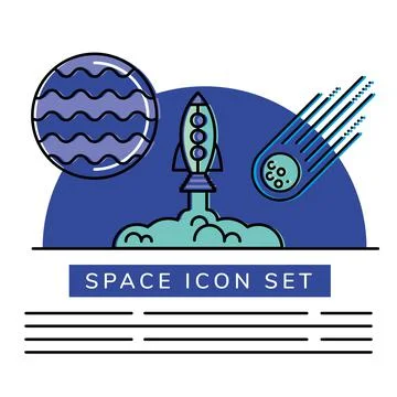 Space rocket planet and asteroid vector design 스톡 일러스트