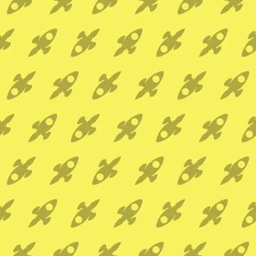 Space Rocket Planet Explorers Seamless Pattern Silhouette Background Stock Illustration