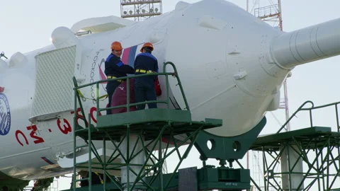 Space Rocket Pre-Launch Inspection Stock Footage 328633154