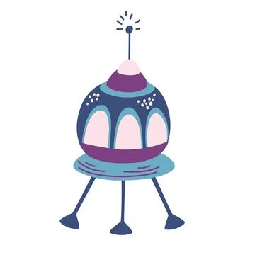 Space rocket. Rocket, Satellite, UFO. Cartoon Rocket for fashionable children Stock Illustration