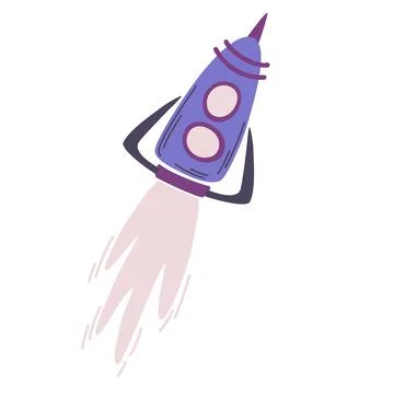 Space rocket. Rocket, Satellite, UFO. Cartoon Rocket for fashionable children Stock Illustration