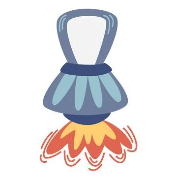 Space rocket. Rocket, Satellite, UFO. Cartoon Rocket for fashionable children Stock Illustration