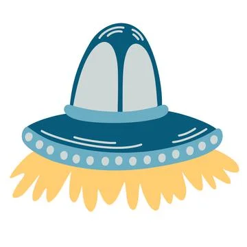 Space rocket. Rocket, Satellite, UFO. Cartoon Rocket for fashionable children Stock Illustration