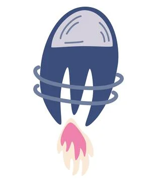 Space rocket. Rocket, Satellite, UFO. Cartoon Rocket for fashionable children Stock Illustration