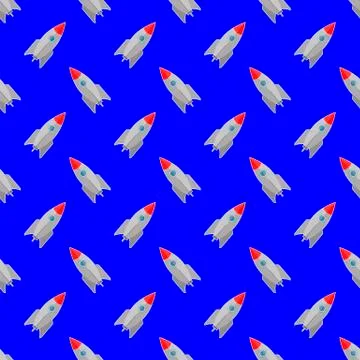 Space Rocket Seamless Pattern Stock Illustration