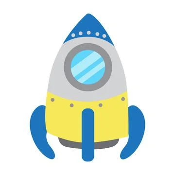 Space rocket ship, cute illustration in cartoon flat style. Business startup Stock Illustration