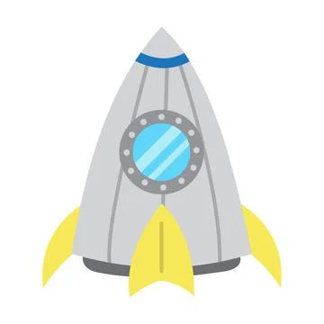 Space rocket ship, cute illustration in cartoon flat style. Business startup Stock Illustration
