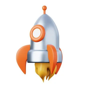 Space rocket ship high quality 3D render illustration icon. イラスト素材