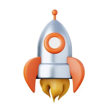 Space rocket ship high quality 3D render illustration icon. 스톡 일러스트