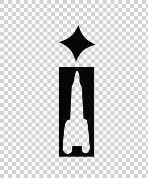 Space Rocket Ship Letter I Shape Stock Illustration