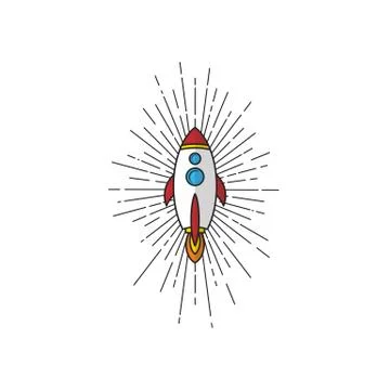 Space rocket ship ray of light logo Ilustração Stock