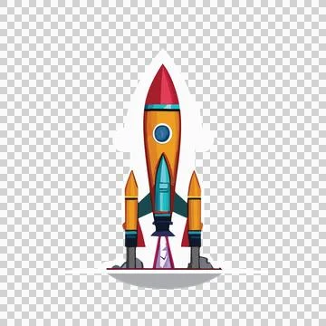 Space Rocket Ship Silhouette Taking Off smoke black Stock Illustration