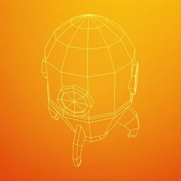 Space Rocket Ship. Wireframe low poly mesh vector illustration. Stock Illustration
