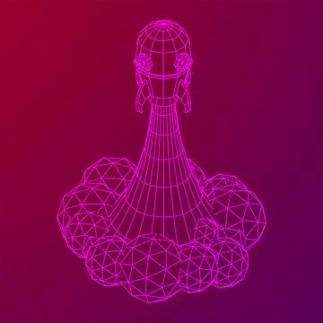 Space Rocket Ship. Wireframe low poly mesh vector illustration. Stock Illustration