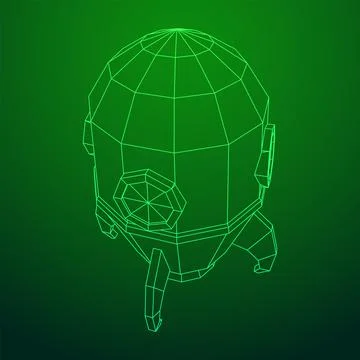 Space Rocket Ship. Wireframe low poly mesh vector illustration. Illustrazione stock