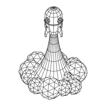 Space Rocket Ship. Wireframe low poly mesh vector illustration. Illustrazione stock