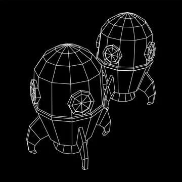 Space Rocket Ship. Wireframe low poly mesh vector illustration. Stock Illustration
