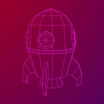 Space Rocket Ship. Wireframe low poly mesh vector illustration. Stock Illustration