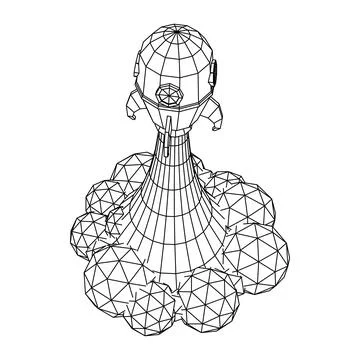 Space Rocket Ship. Wireframe low poly mesh vector illustration. Stock Illustration