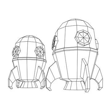 Space Rocket Ship. Wireframe low poly mesh vector illustration. Stock Illustration