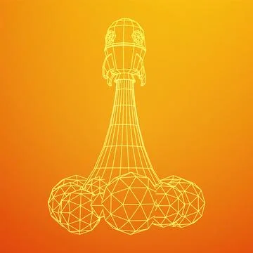Space Rocket Ship. Wireframe low poly mesh vector illustration. Stock Illustration