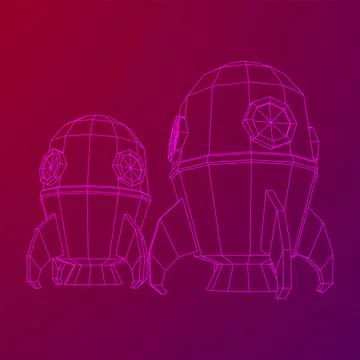 Space Rocket Ship. Wireframe low poly mesh vector illustration. Stock Illustration