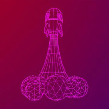 Space Rocket Ship. Wireframe low poly mesh vector illustration. Stock Illustration