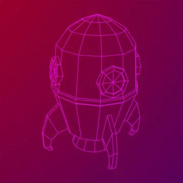 Space Rocket Ship. Wireframe low poly mesh vector illustration. Stock Illustration