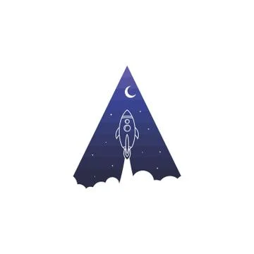 Space rocket shuttle ship sign logo logotype vector Ilustração Stock