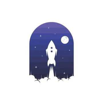 Space rocket shuttle ship sign logo logotype vector Illustration