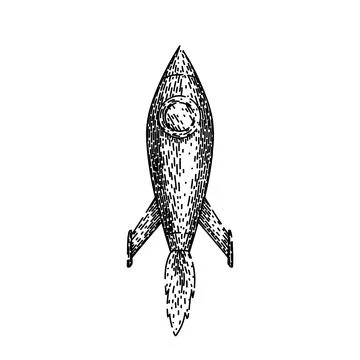 Space rocket sketch hand drawn vector Illustrazione stock