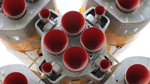 Space rocket Soyuz TM. Space Rocket Engine. Russian space rocket. Stock Footage 102541664