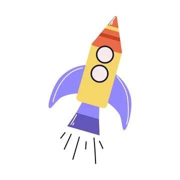 Space rocket for space flights, vector illustration in cartoon style, isola.. Stock Illustration