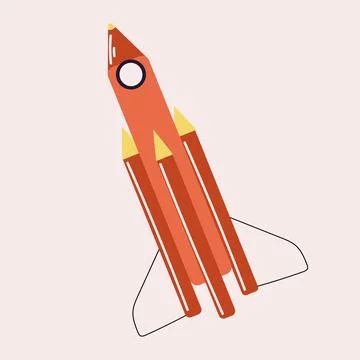 Space rocket for space flights, vector illustration in cartoon style, isola.. Stock Illustration